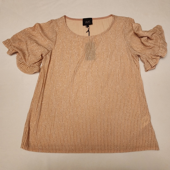 Pink Shimmery Ruffle Sleeve Blouse Size S - Picture 6 of 12